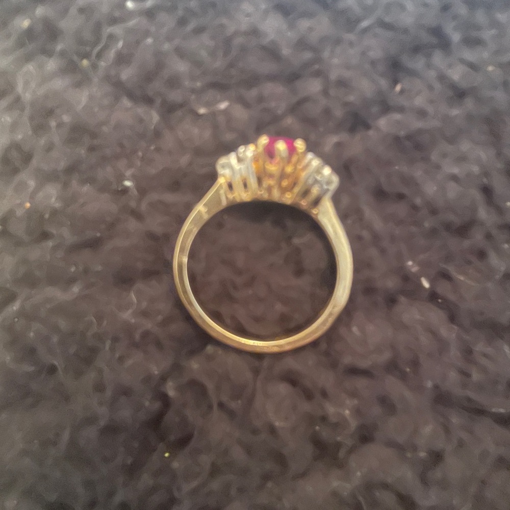 Marquis Ruby Flanked by diamonds ring - Picture 15 of 15